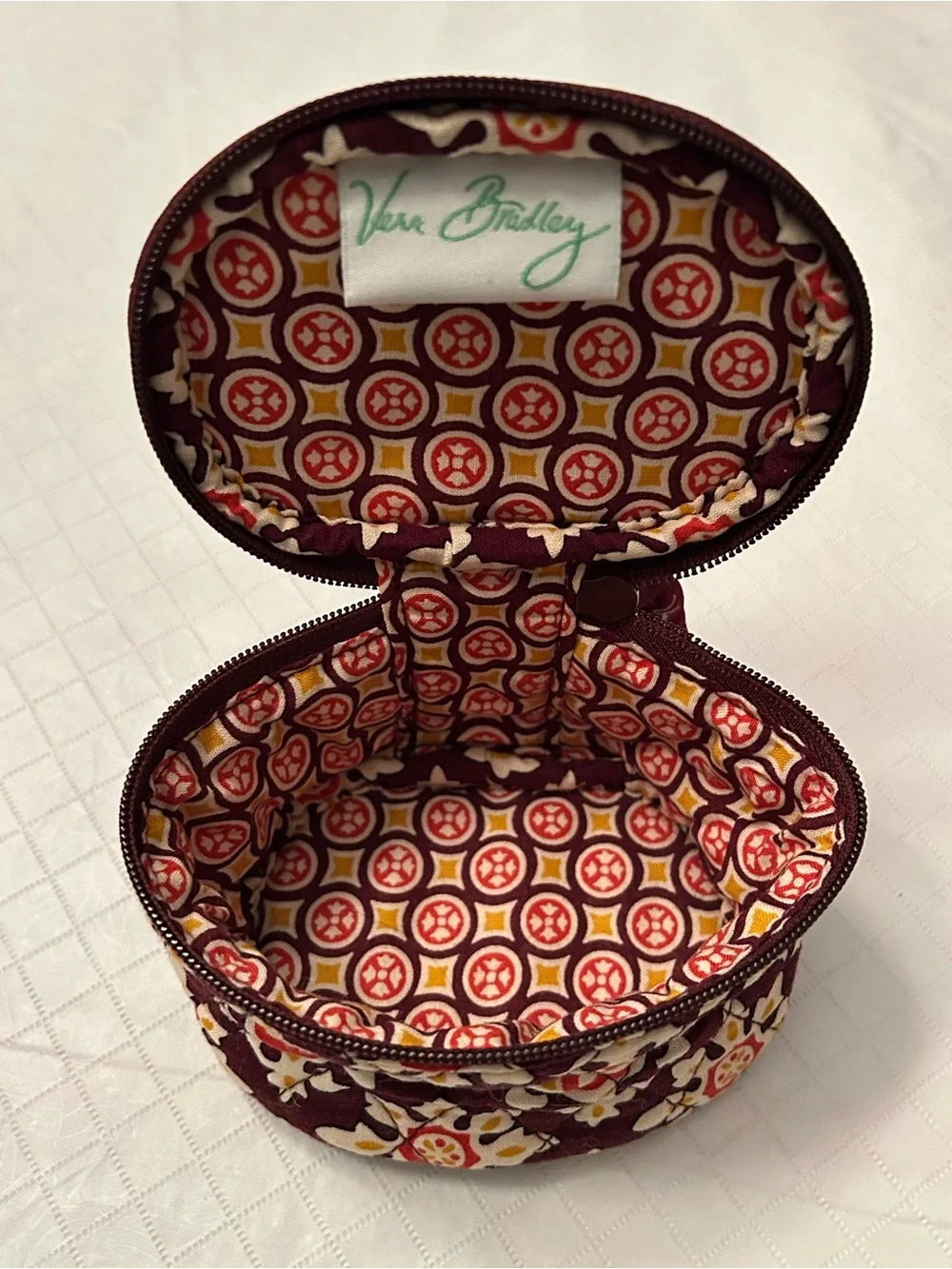 Retired - Vera Bradley “Burgundy Medallion” Small Cosmetic Case